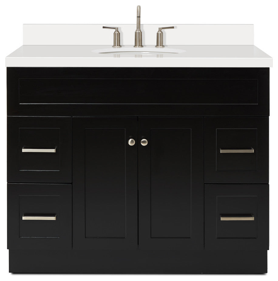 Ariel Hamlet 43" Oval Sink Bath Vanity, 1.5" White Quartz