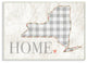 New York Gray Gingham & Floral Heart & Home Wall Plaque Art, 13"x19"