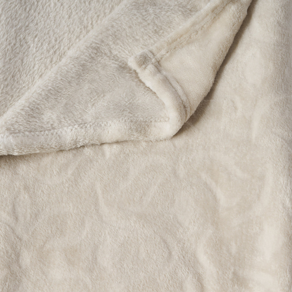 Jaiden Flannel Throw Blanket, Beige