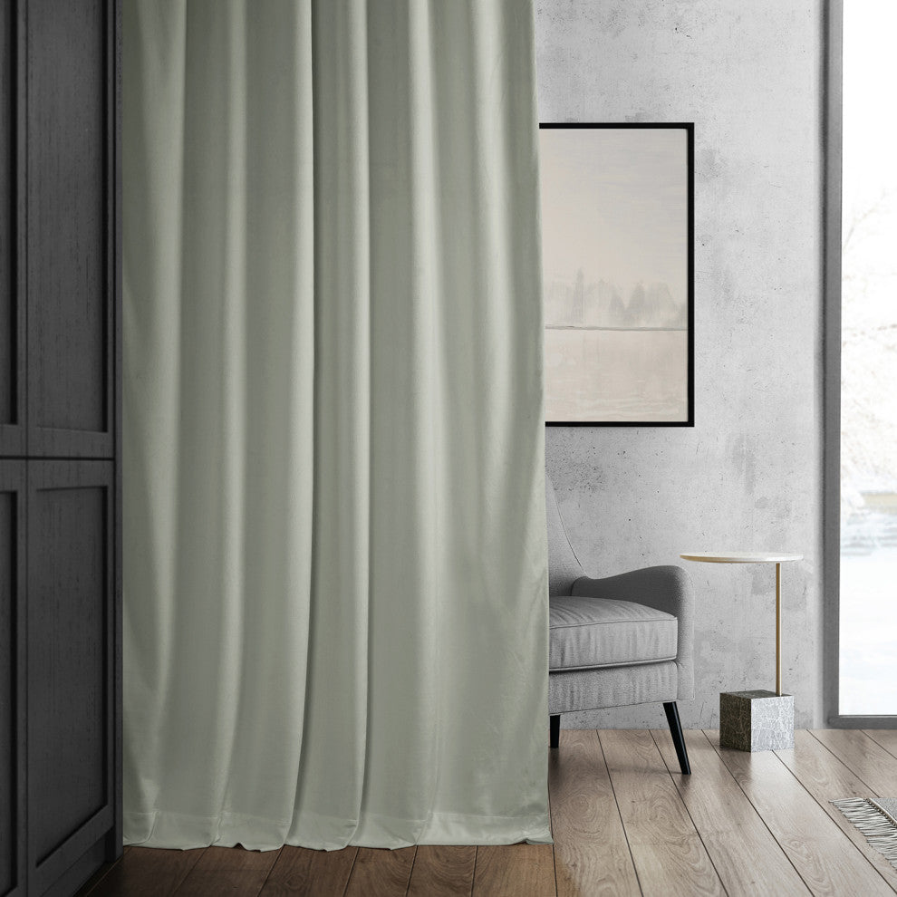 Signature Blackout Velvet Curtain Single Panel, Reflection Gray, 50"x120"