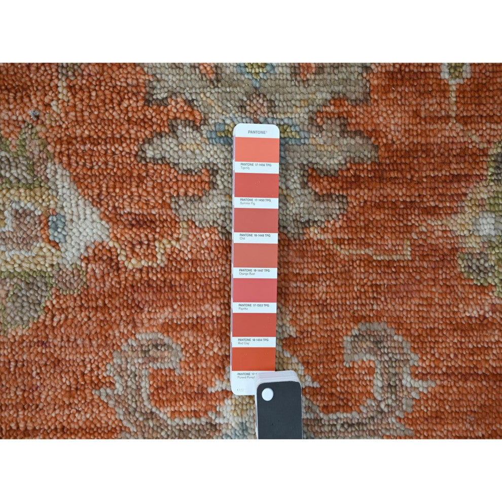 Rust Red Hand Knotted Oushak Design Extra Soft Wool Oriental Rug, 8'10"x11'10"
