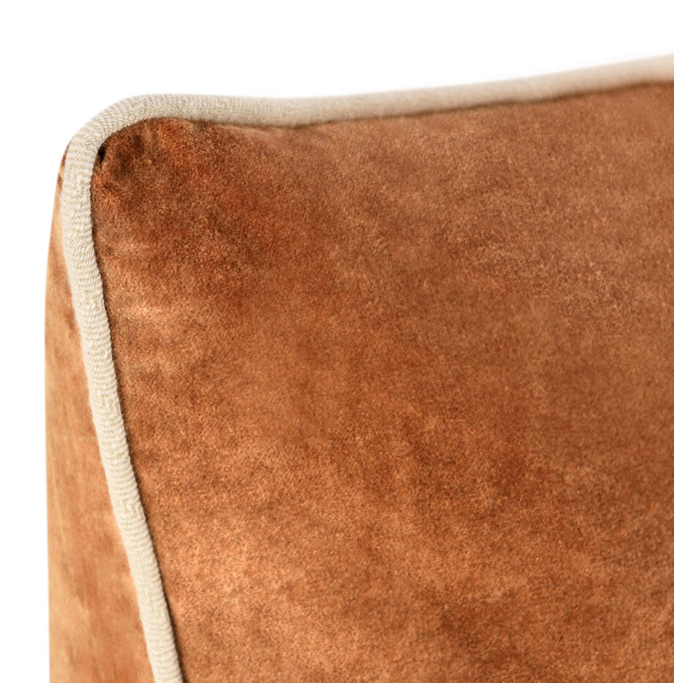 Harriet Velvet Throw Pillow by Kosas Home, Hazel Brown, 22x22