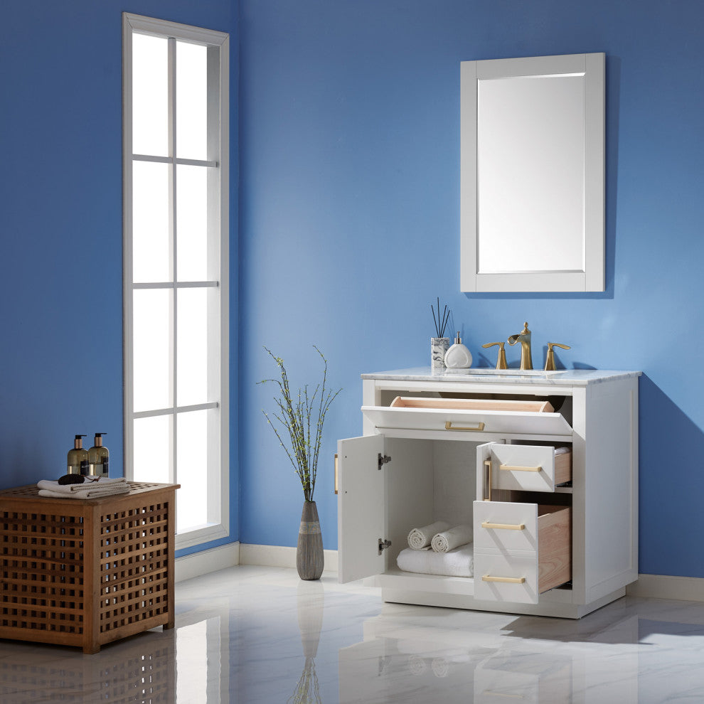 Ivy White Bathroom Vanity Set, 36", With Mirror