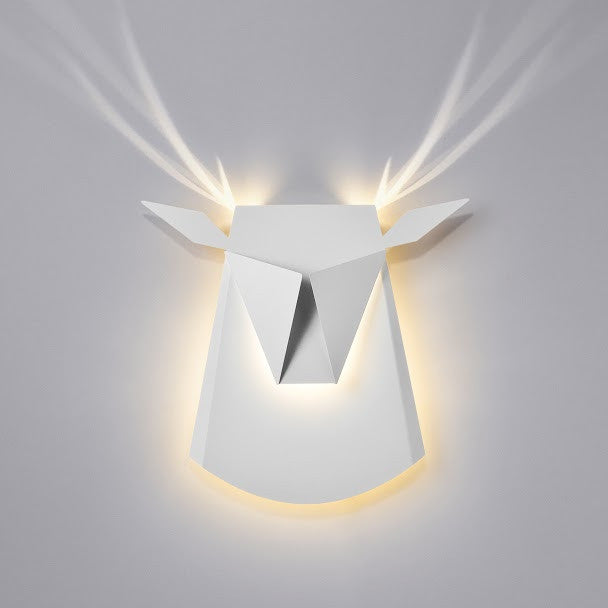 White Aluminium Deer Head LED Light Fixture, Cord Electricity