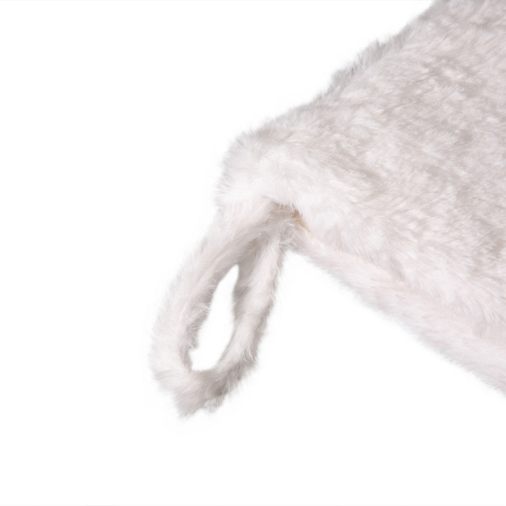 Set of 3 2 White Plush With Snowflake Christmas Stockings, A Tree Skirt