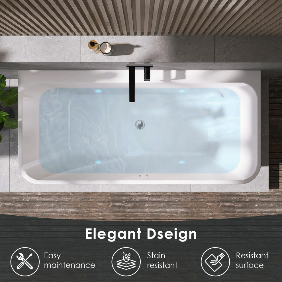 Lilac Flat Bottom Freestanding Acrylic Soaking Bathtub