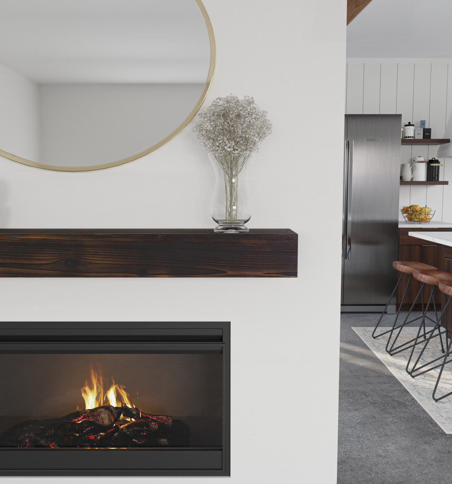 Weathered Beam Mantel, Burnt Almond, 48"