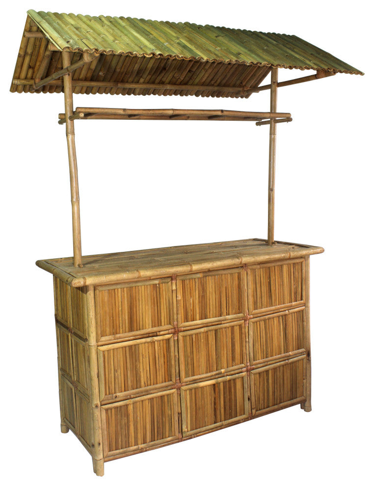 Bamboo Tiki Bar w/Tiled Roof 24"W x 76"L x 89"H