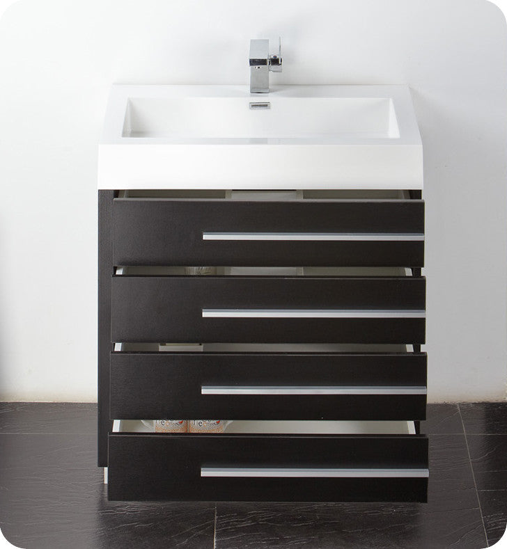 Livello 30" Black Modern Bathroom Vanity With Medicine Cabinet, FFT1030CH
