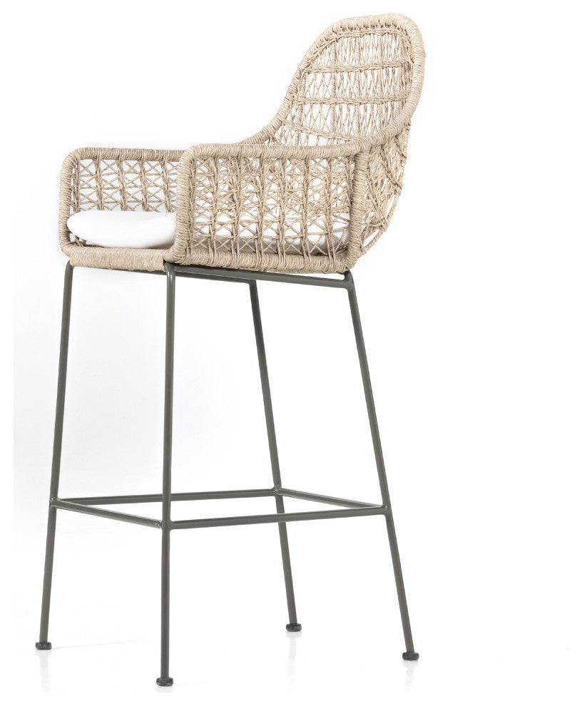 Bandera Outdoor Stool WithCshn-White-Bar