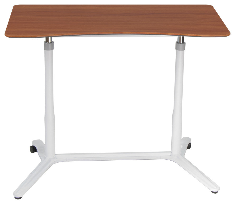Sierra Adjustable Height Sit To Stand Up Desk, White and Cherry