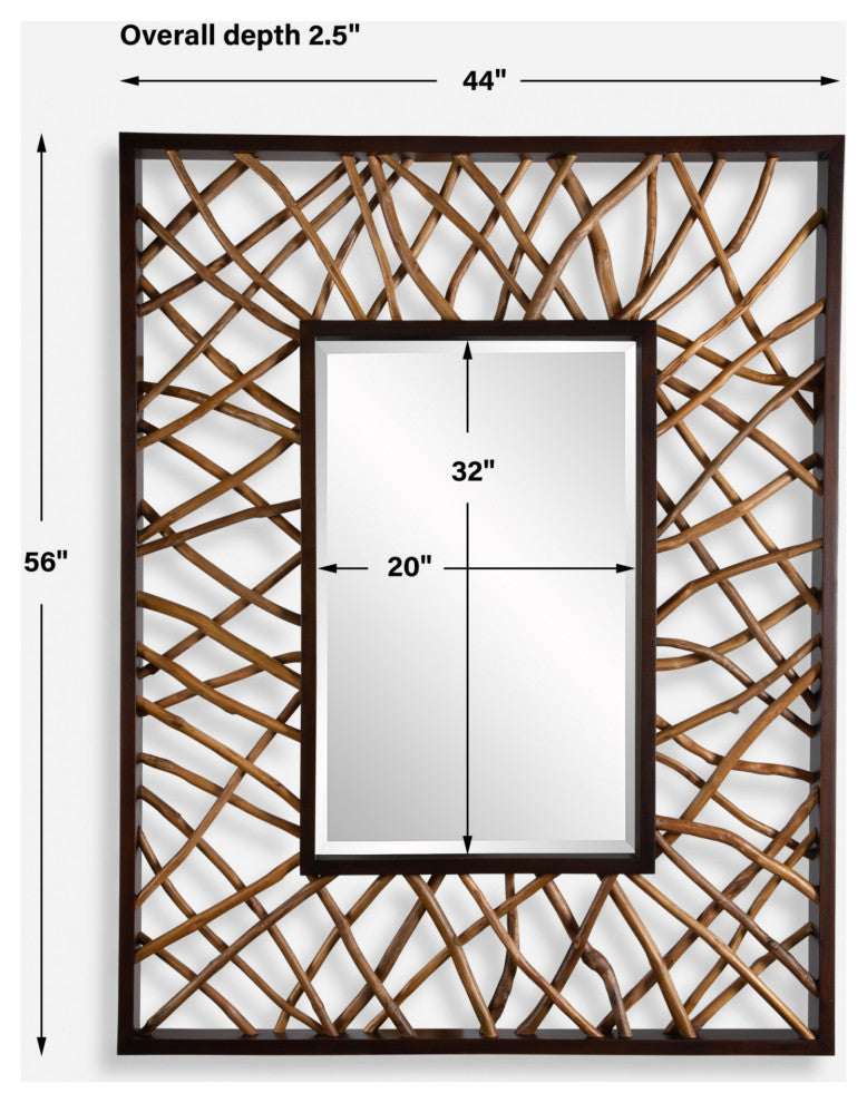 Uttermost 08184 Teak Maze 44" W x 56" H Rectangular Framed - Walnut