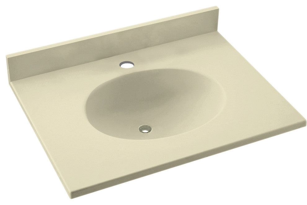 Swan Ellipse Solid Surface Bathroom Vanity Top, Bone