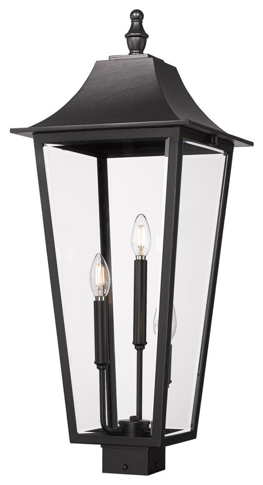 Gannon Three Light Outdoor Post Mount in Black