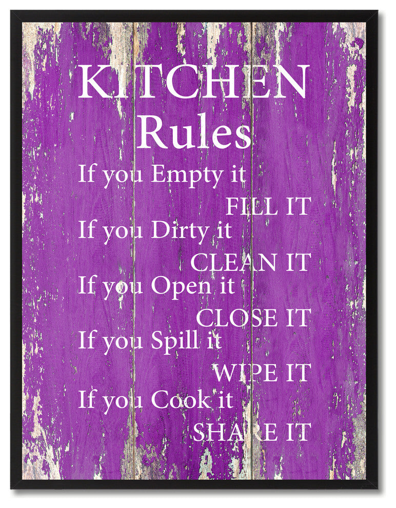 Kitchen Rules Inspirational, Canvas, Picture Frame, 28"X37"