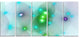 Green Fractal Lights in Fog, Abstract Wall Art Canvas, 60"x28", 5 Panels