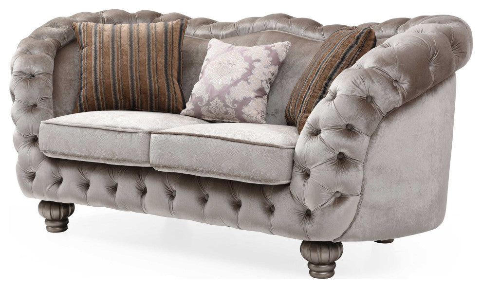 Broadway 79 in. W Round Arm Velvet Straight Sofa, 79 in.