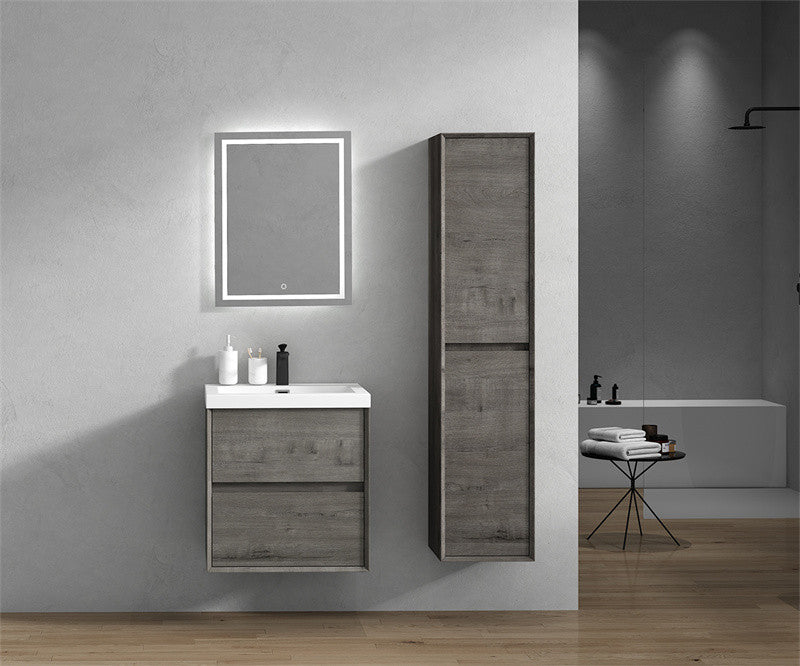 Ashley 24'' Floating Vanity, Acrylic Top, Smoke Oak