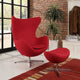 Modern Contemporary Living Room Lounge Chair and Ottoman Set Red