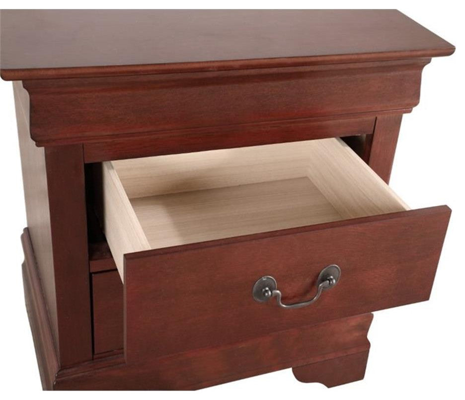 Glory Furniture Louis Phillipe 2 Drawer Nightstand in Cherry