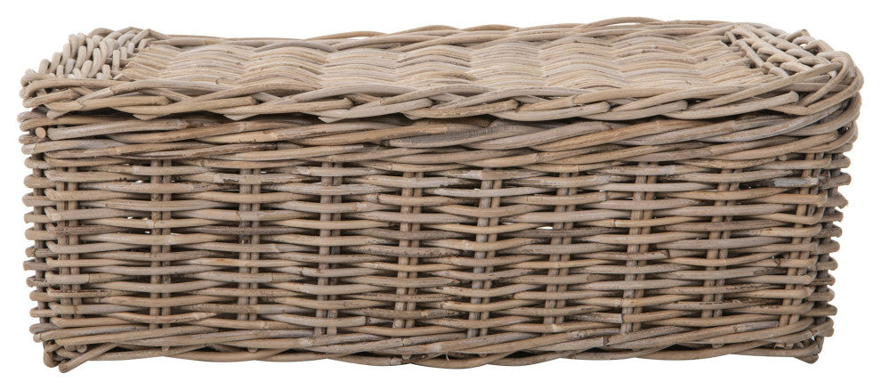 Kobo Rattan Rectangular Lidded Storage and Underbed Basket, 3 Sizes, Large