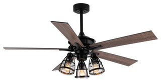 52 in Industrial Matte Black Ceiling fan With 5 Blades, Remote Control