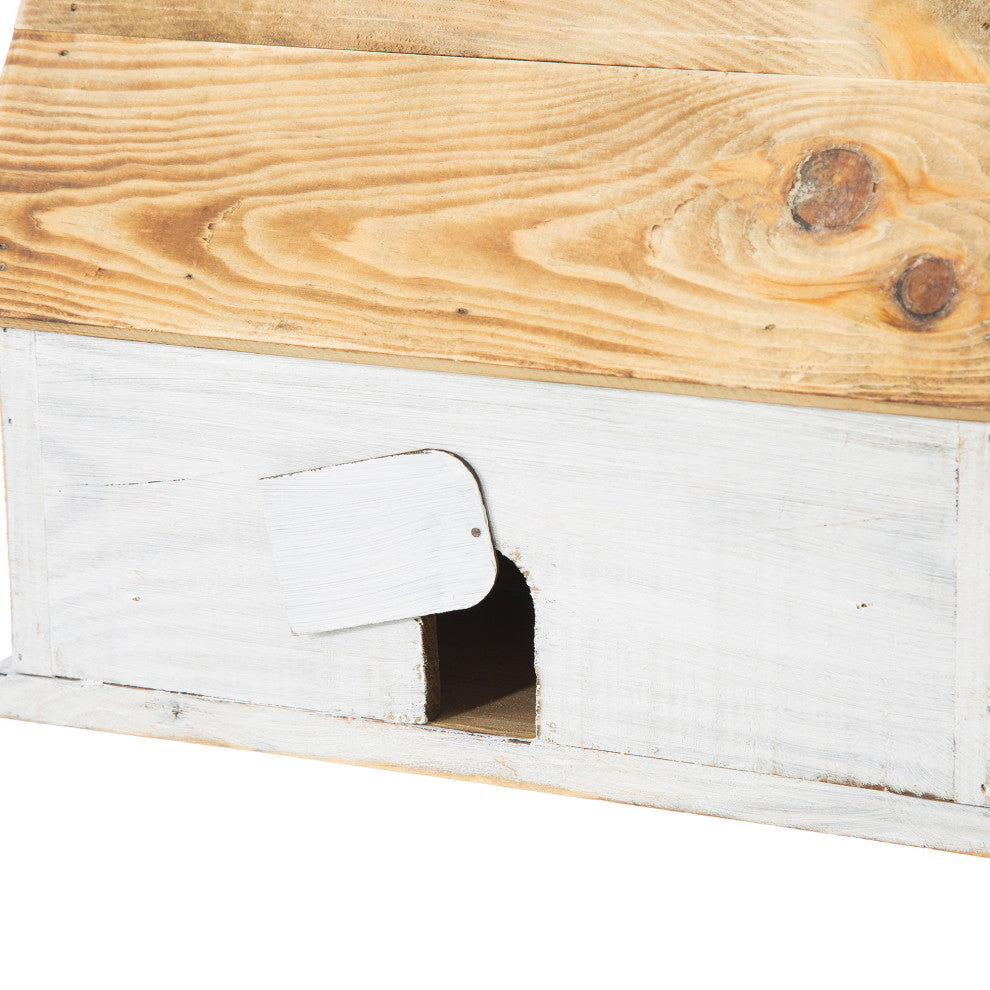 White Distressed Solid Wood Cottage Birdhouse