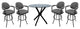 Swivel Counter Metal Pub Set - M-70 Stools 26" or 30", Grey Vinyl - Black, 30", Crackle Glass