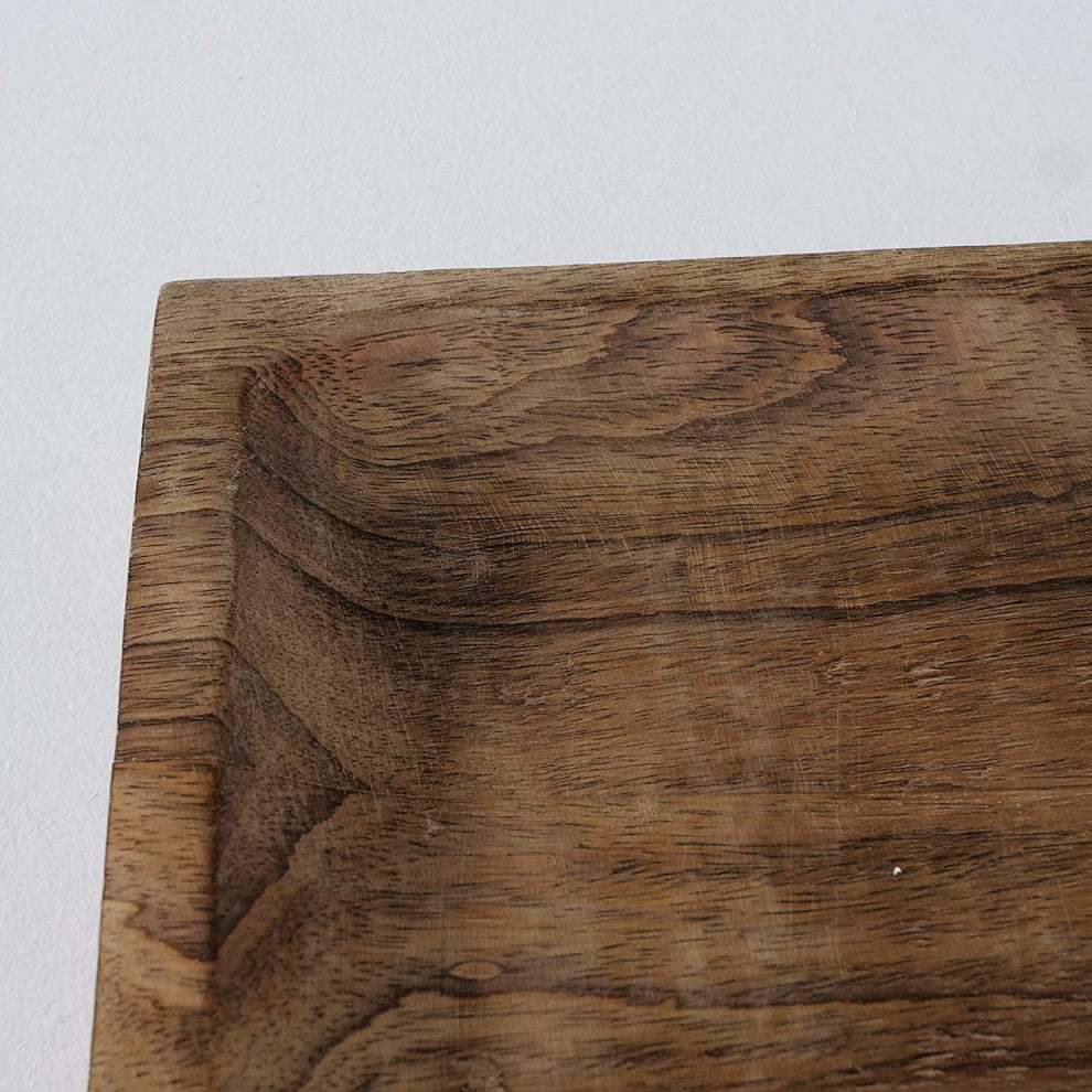 2 Piece Square Wood Plate Set, 13.75 Inches