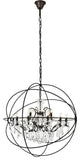 18 light Polished nickel Orb 44" Chandelier Clear crystal
