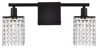Phillip 2-Light Bath Sconce, Black With Clear Crystals