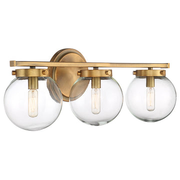 3-Light Bath Bar, Natural Brass