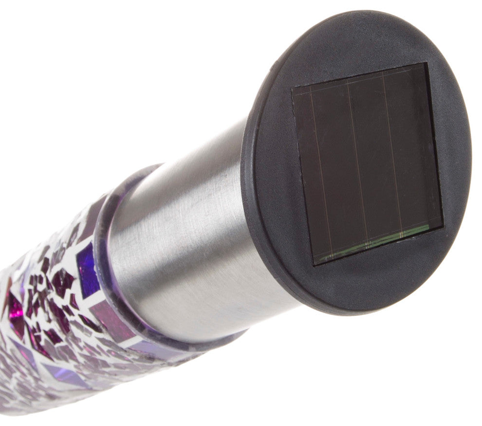 Pure Garden Solar Outdoor LED Light, Stainless Steel Mosaic Column