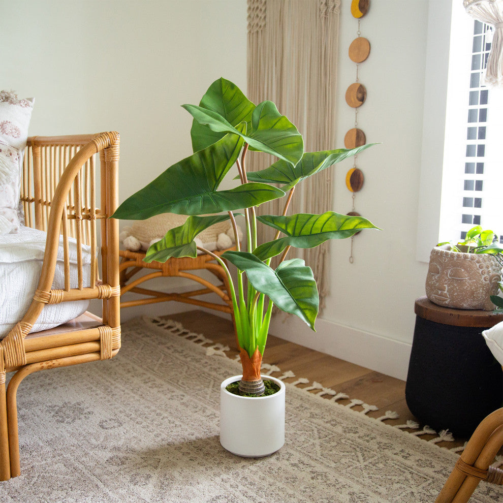 Artificial Arrowhead Philodendron, White Decorative Planter, 3.5ft.