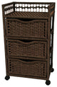 31" Natural Fiber Chest of Drawers on Wheels, Mocha