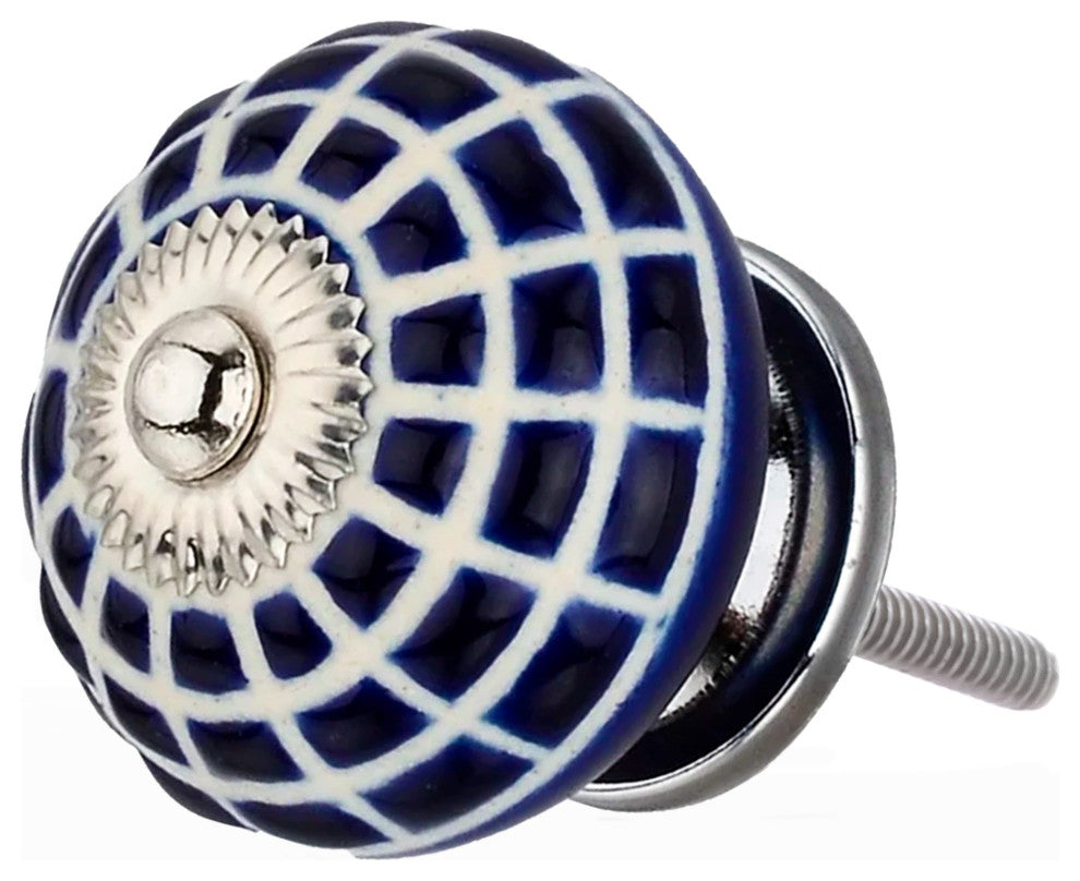 Ceramic Knob, 1-4/7'', Decorative Knob, Blue Drawer Cabinet Knob, 10-Pcs