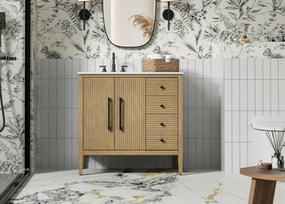 Home Living 36" Single Bathroom Vanity, Linen Oak