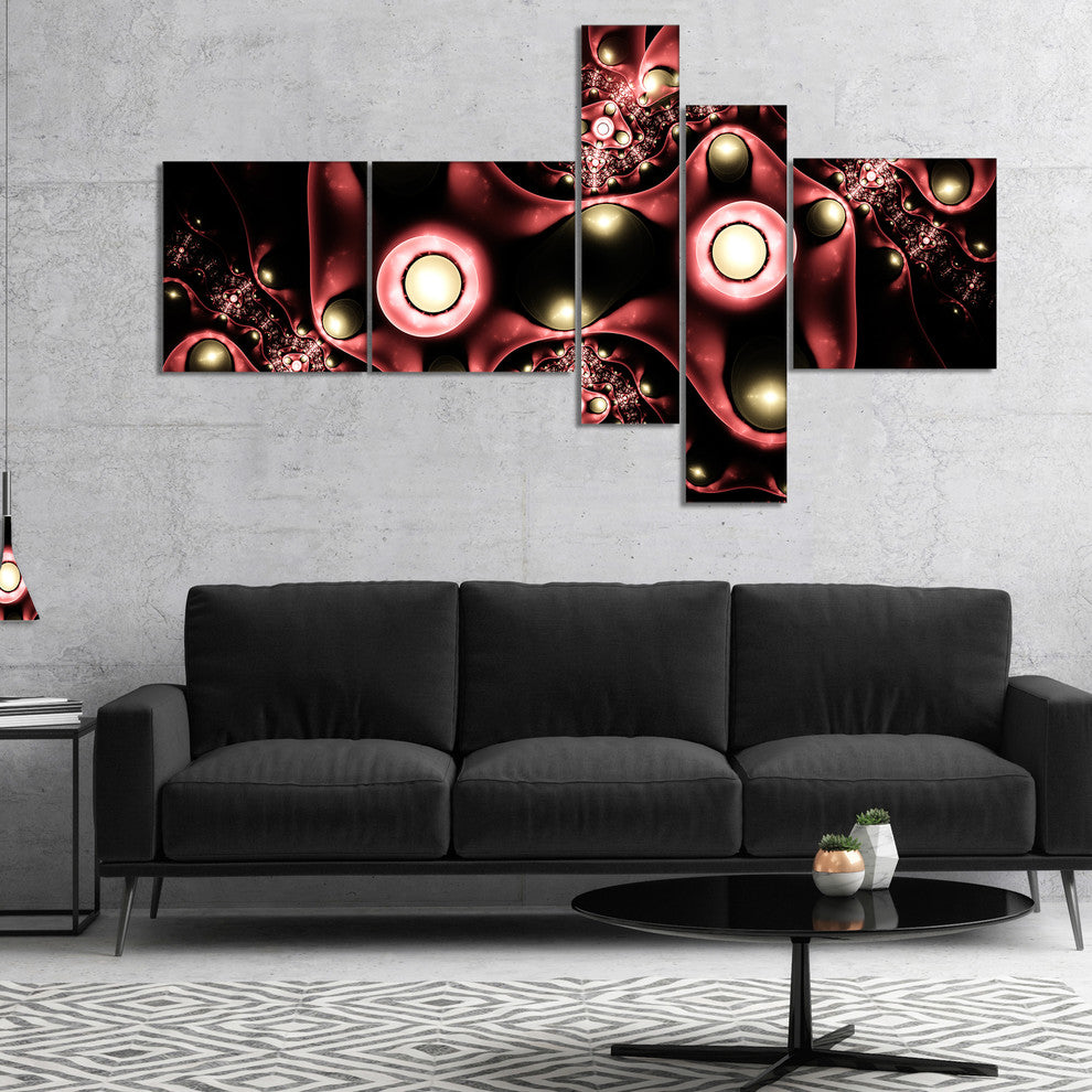 3D Surreal Brown Illustration, Floral Canvas Art Print, 60"x32", 5 panels