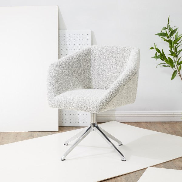 Safavieh Couture Felix Boucle Swivel Desk Chair White / Black