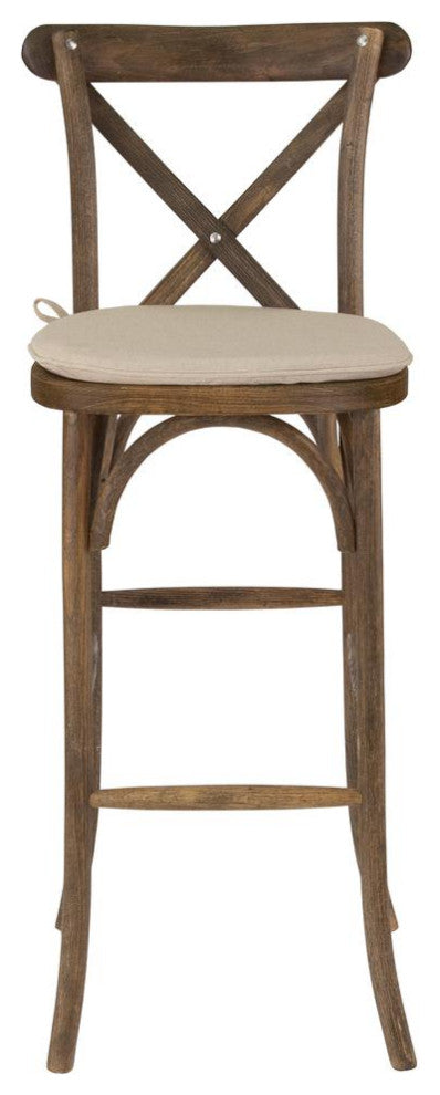 Saturn Contemporary 30 Bar Height Barstool in Brushed Stainless Steel...