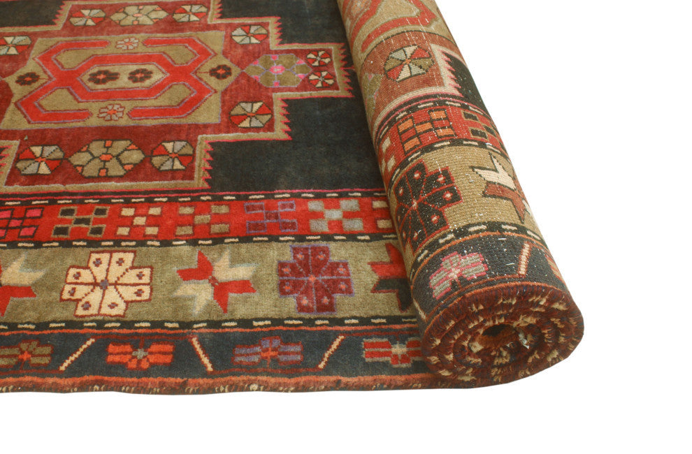 Fine Vintage Distressed Gianna Charcoal/Beige Runner, 3'7x10'4