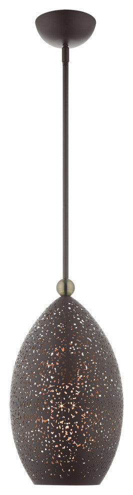 Livex Lighting Charlton 1 Light Bronze With Antique Brass Accents Pendant