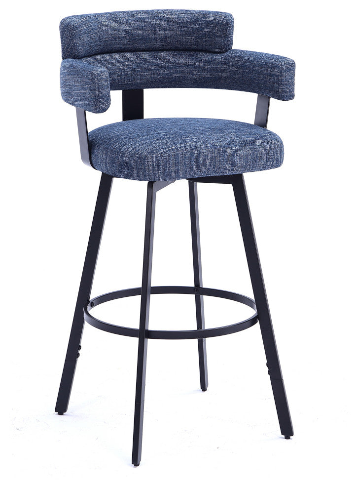 Contemporary Fabric Padded High Back, 2-Piece and Bar Stools and Counter Stools, Blue, 30"