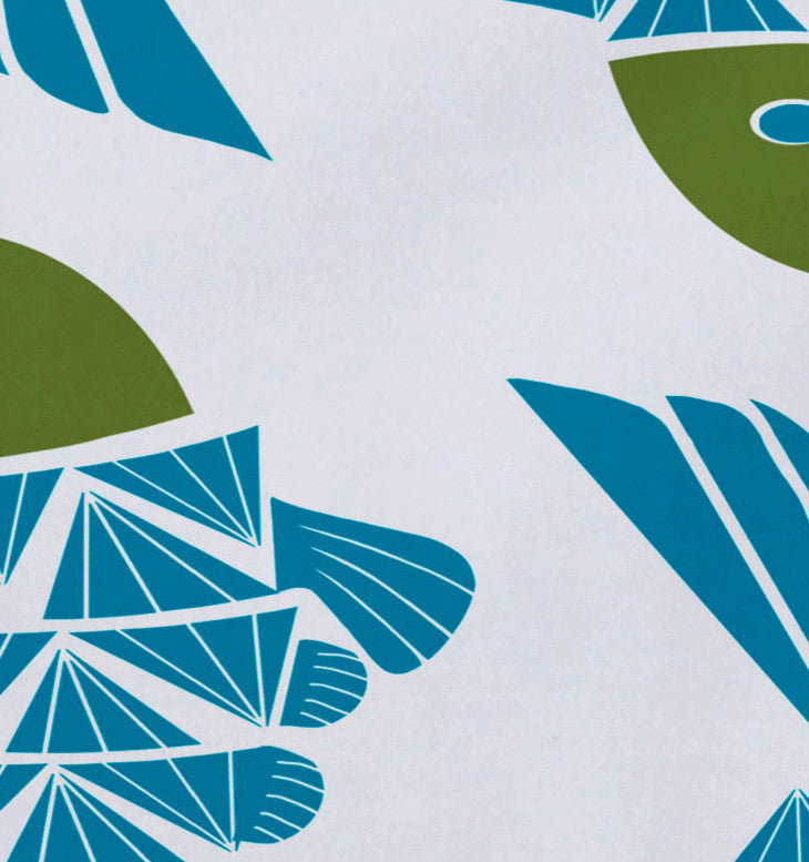 18"x14" Big Fish, Animal Print Placemat, Turquoise, Set of 4