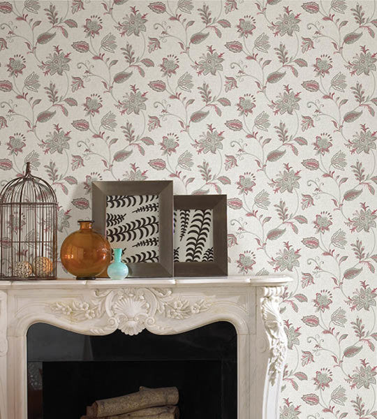 Contemporary Floral Wallpaper, Gray, Bolt