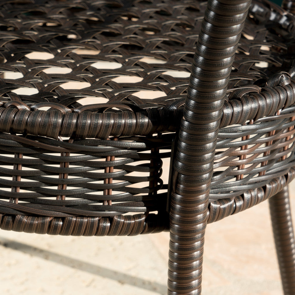 GDF Studio Gaviota 34" Round Outdoor Wicker Dining Table