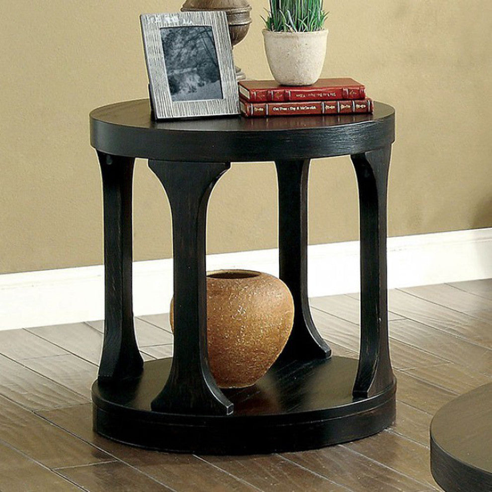 Benzara BM123836 Carrie Transitional End Table, Antique Black
