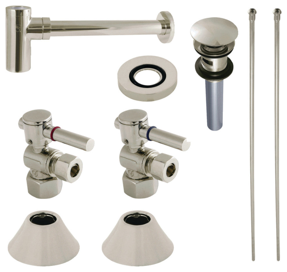 Plumbing Sink Trim Kit, Bottle Trap and Overflow Drain, Polished Nickel