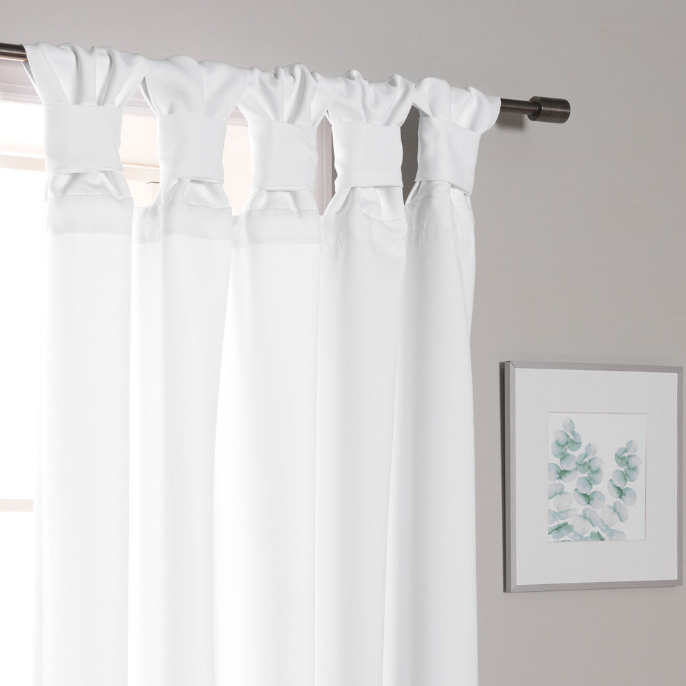 BANDTAB -Thermal Insulated Blackout Knotted Tab Curtain Set, White, 52" W X 84"
