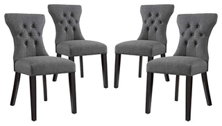 Silhouette Dining Side Chairs Upholstered Fabric Set of 4 by Modway
